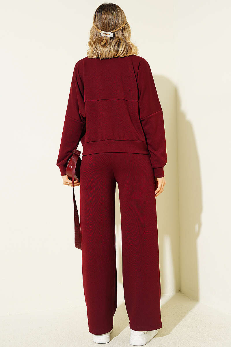 Loycha Set with Short Drop-Sleeve Cardigan - Burgundy