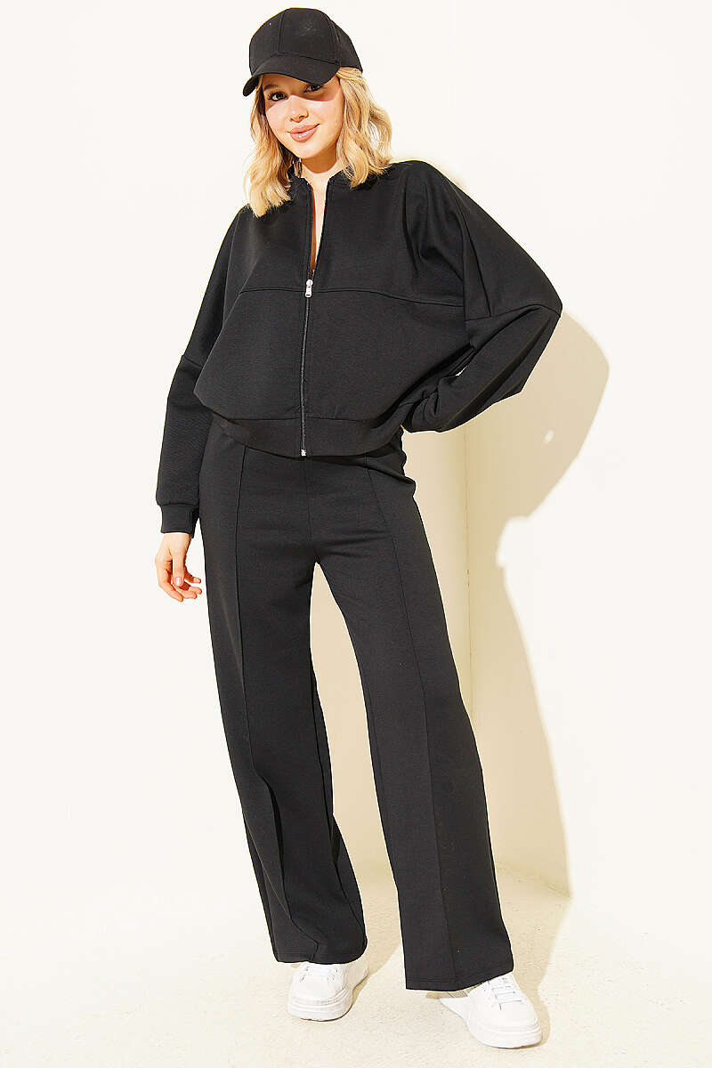 Loycha Set with Short Drop-Sleeve Cardigan - Black