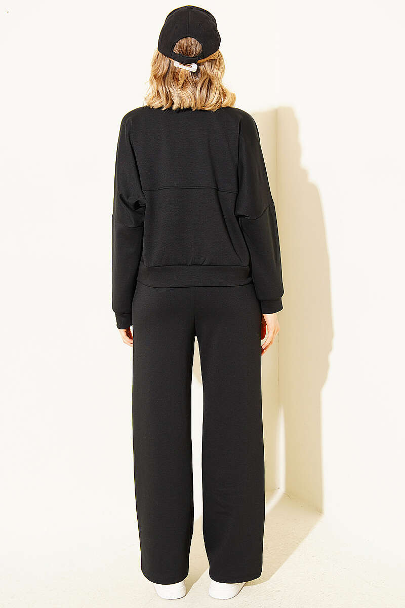 Loycha Set with Short Drop-Sleeve Cardigan - Black