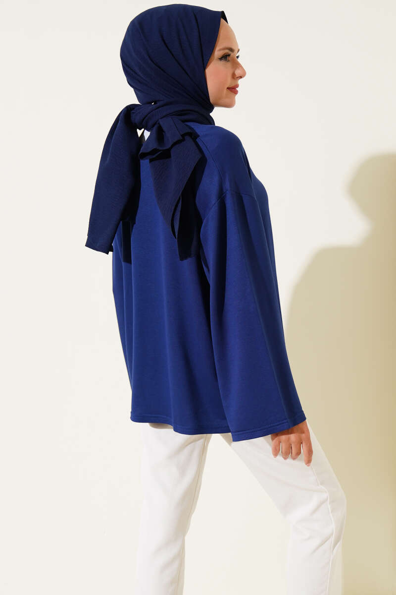 Basic Drop-Shoulder Jersey Tunic - Navy