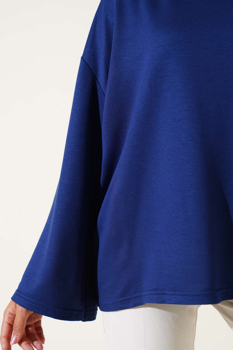 Basic Drop-Shoulder Jersey Tunic - Navy