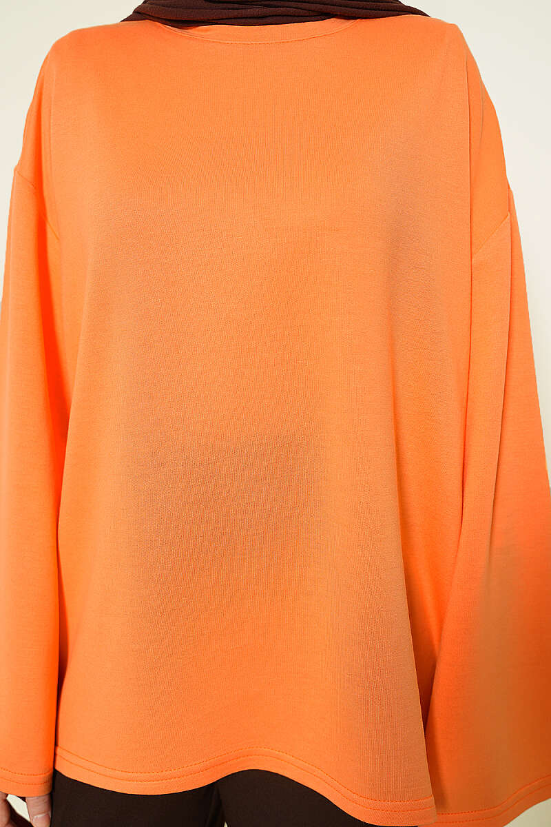 Basic Drop-Shoulder Jersey Tunic - Orange