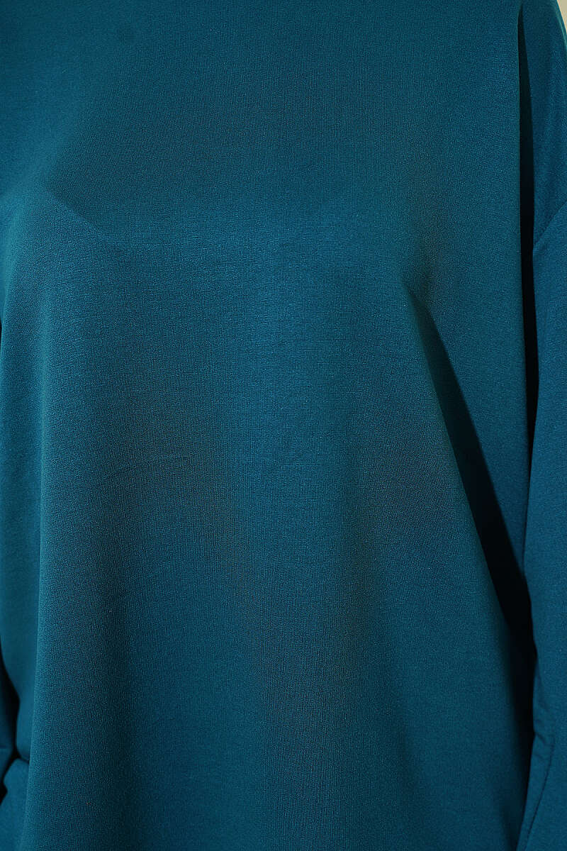 Basic Drop-Shoulder Jersey Tunic - Teal