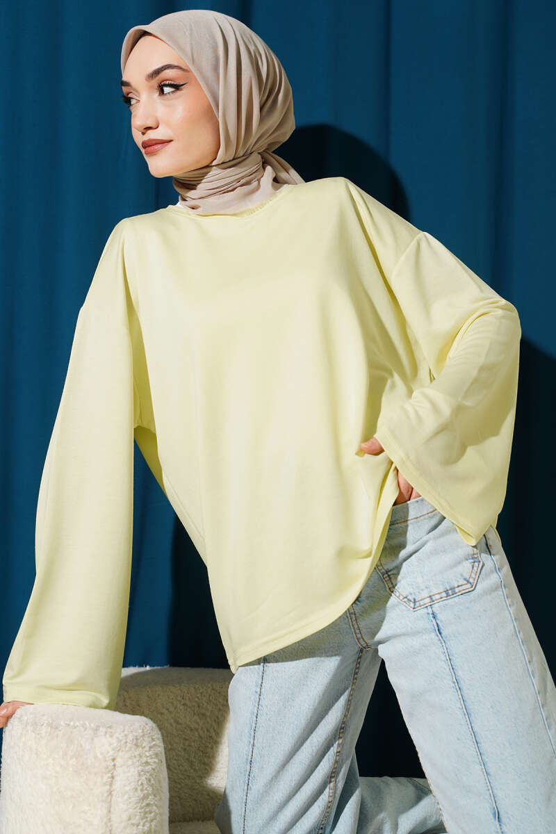 Basic Drop-Shoulder Jersey Tunic - Yellow