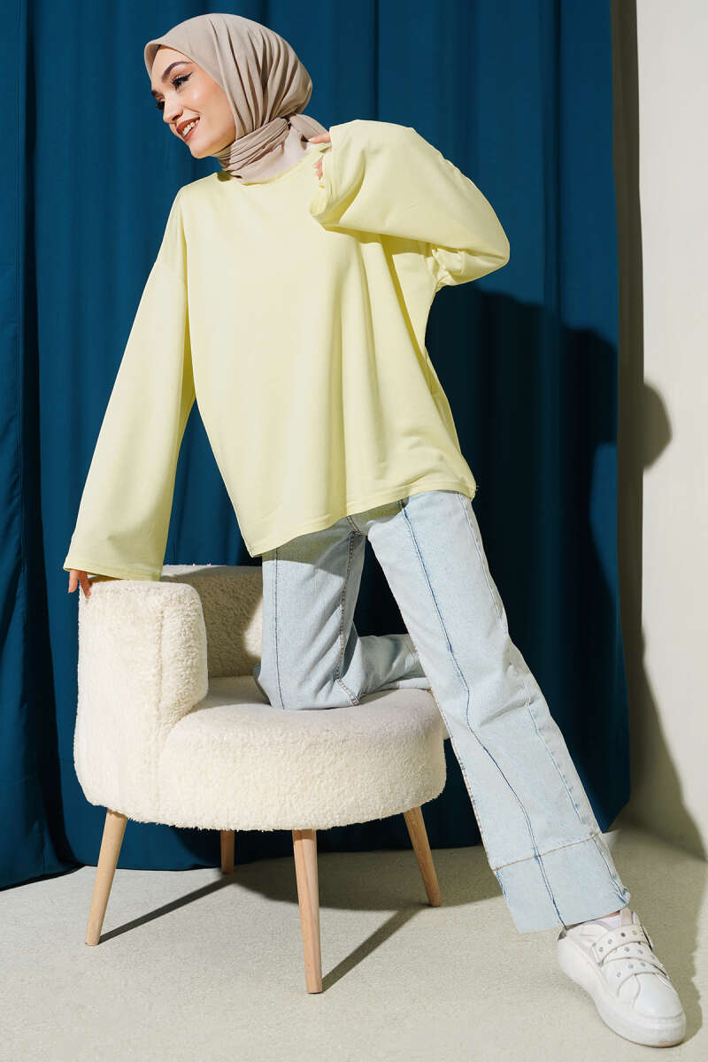 Basic Drop-Shoulder Jersey Tunic - Yellow