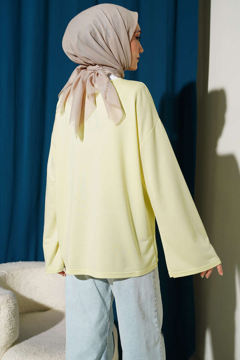 Basic Drop-Shoulder Jersey Tunic - Yellow