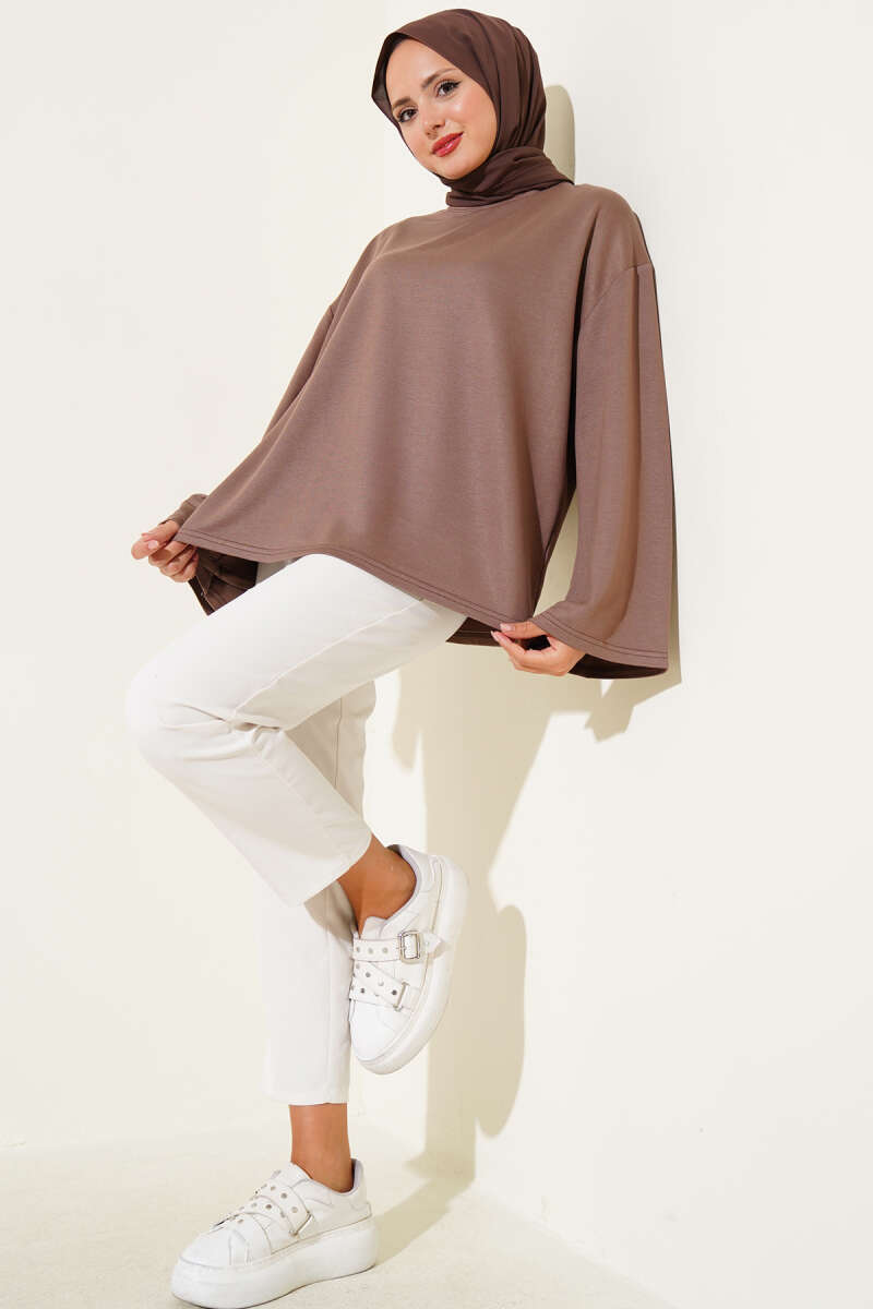 Basic Drop-Shoulder Jersey Tunic - Mink
