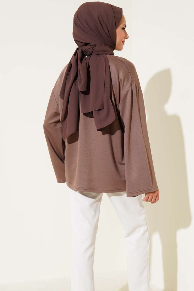 Basic Drop-Shoulder Jersey Tunic - Mink