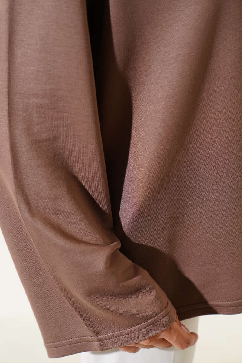 Basic Drop-Shoulder Jersey Tunic - Mink
