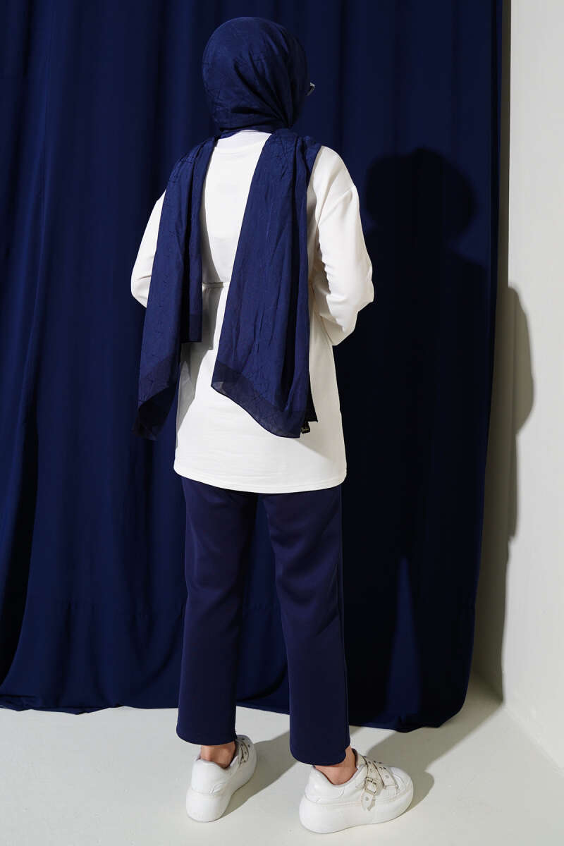Wide-Sleeve Jersey Tunic with Cord Belt - Ecru