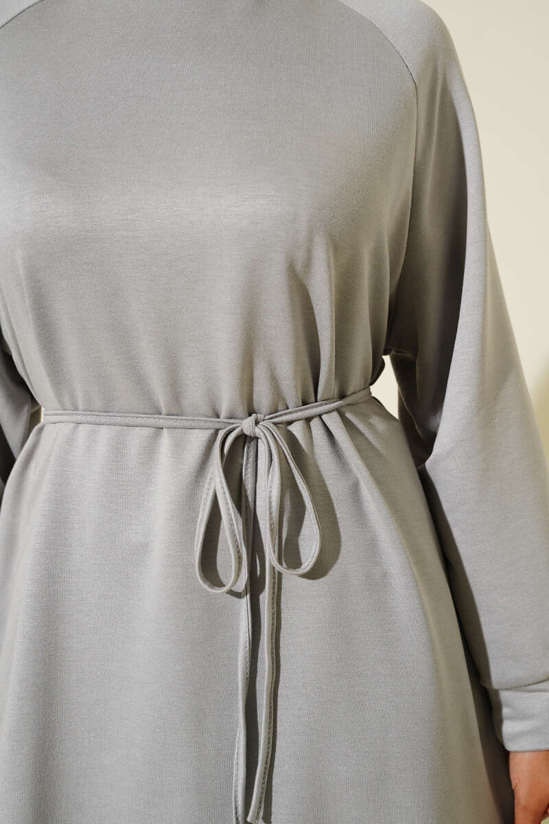 Long Loycha Tunic with Tie Belt - Grey