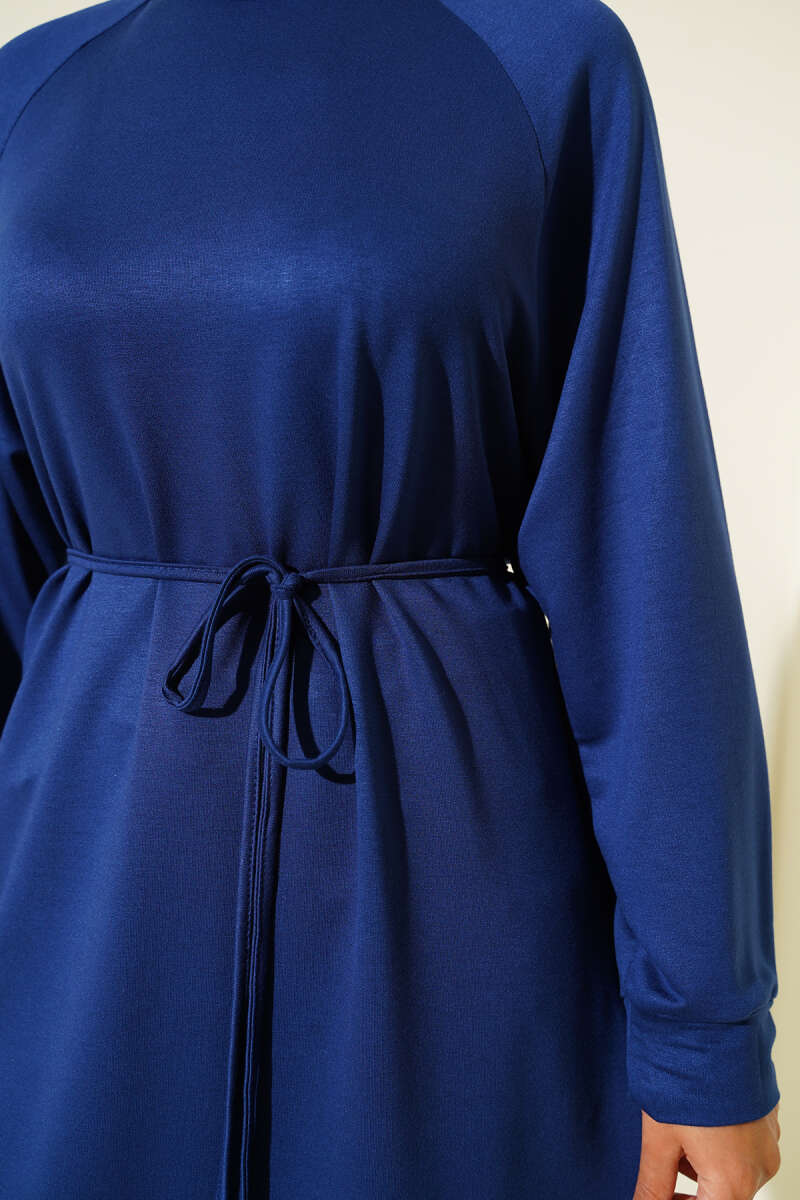 Long Loycha Tunic with Tie Belt - Navy