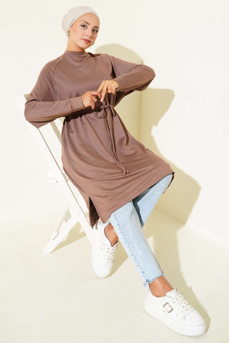 Long Loycha Tunic with Tie Belt - Mink