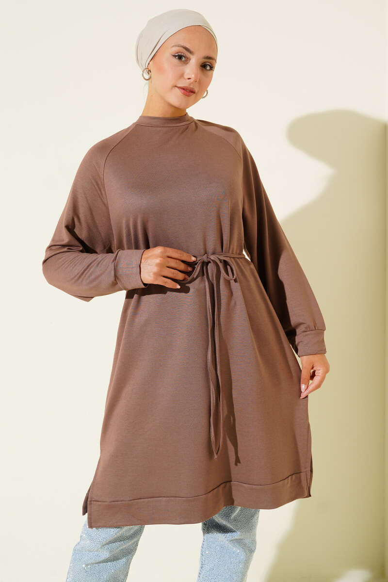 Long Loycha Tunic with Tie Belt - Mink