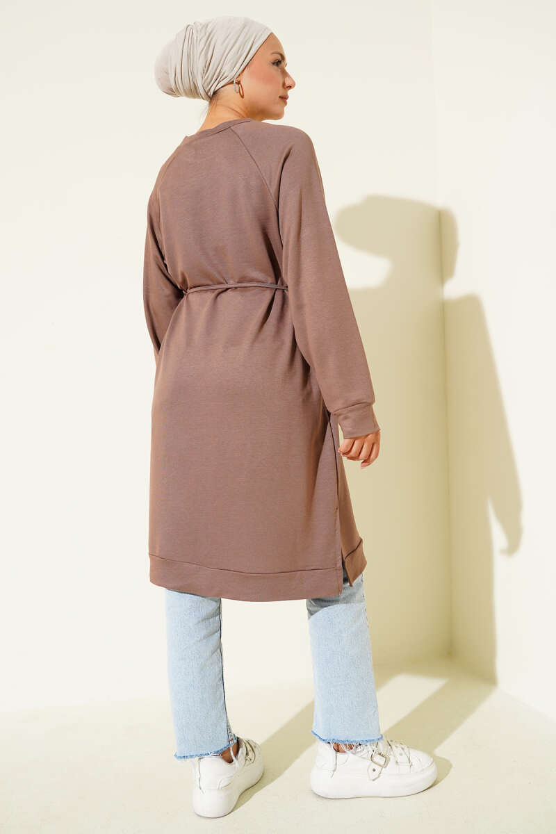 Long Loycha Tunic with Tie Belt - Mink