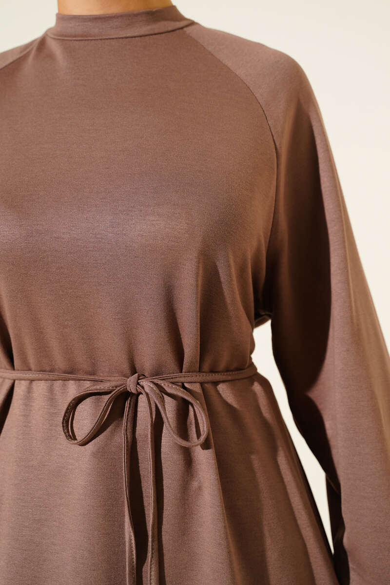 Long Loycha Tunic with Tie Belt - Mink