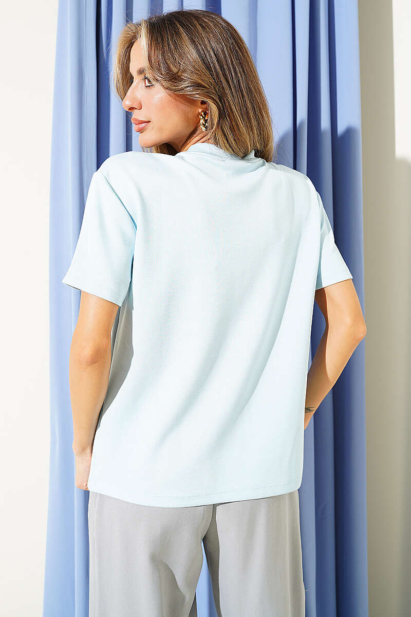 Loycha T-Shirt with Shoulder Seams - Ice Blue