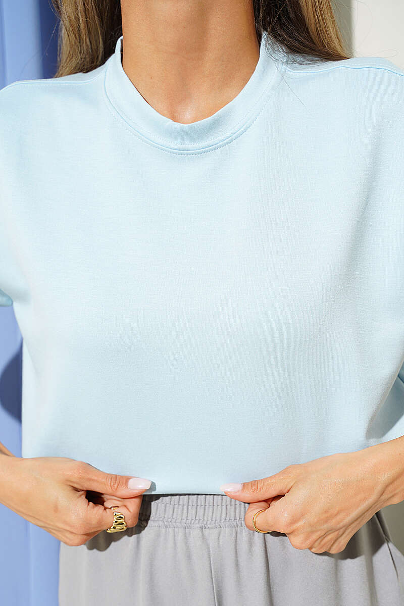 Loycha T-Shirt with Shoulder Seams - Ice Blue