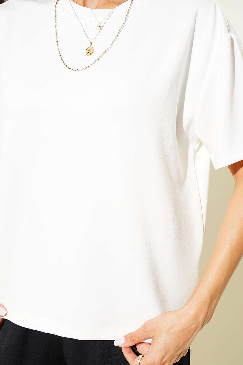 Loycha T-Shirt with Shoulder Seams - Ecru