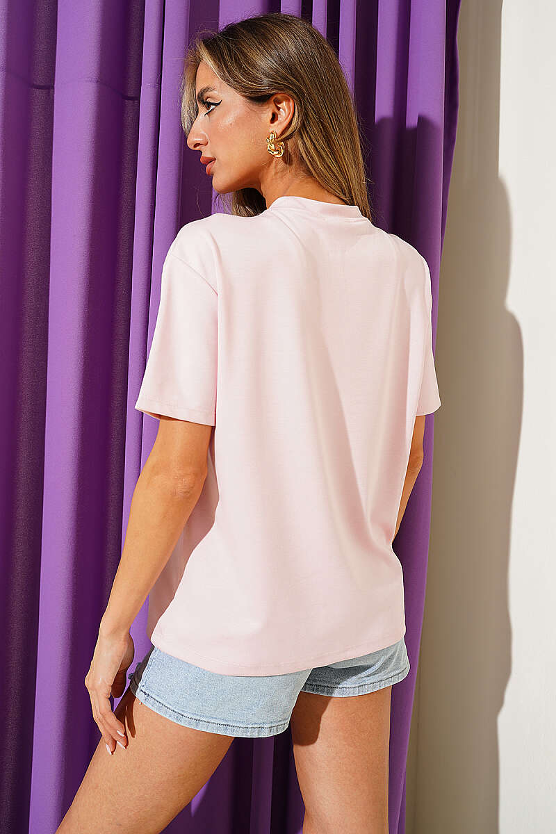Loycha T-Shirt with Shoulder Seams - Pink