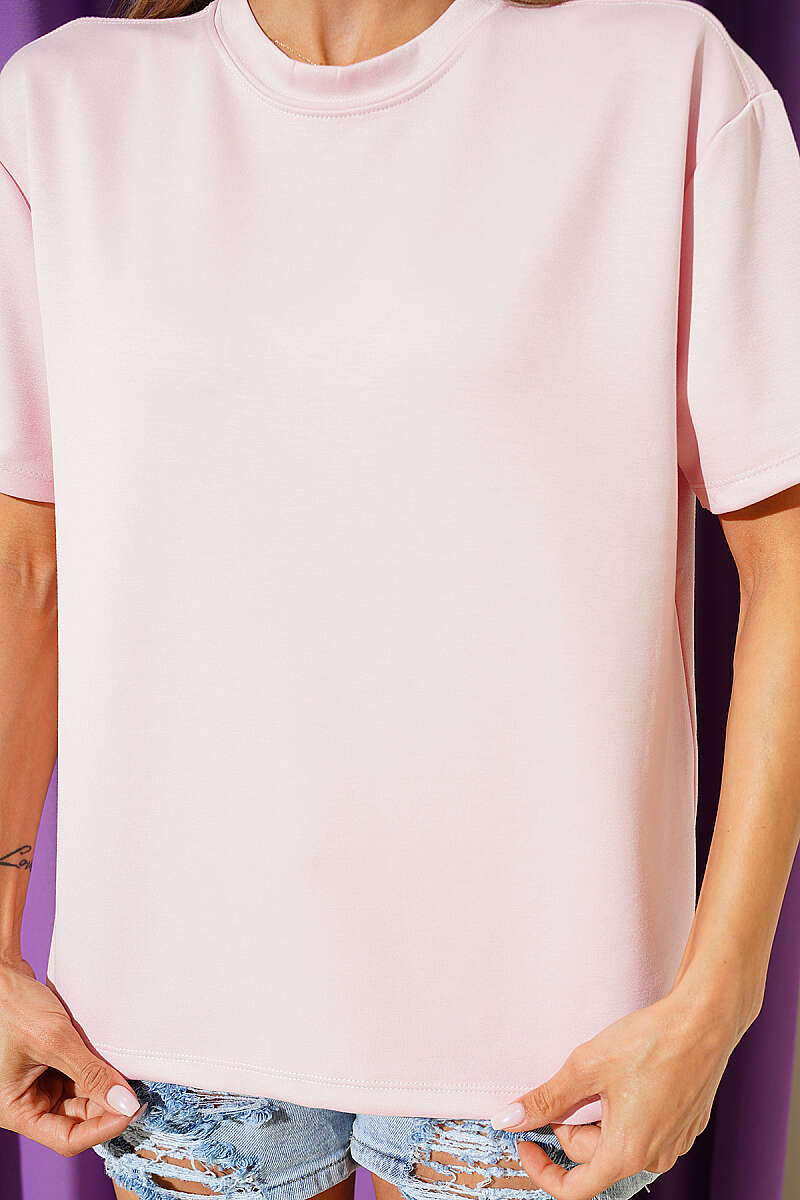 Loycha T-Shirt with Shoulder Seams - Pink