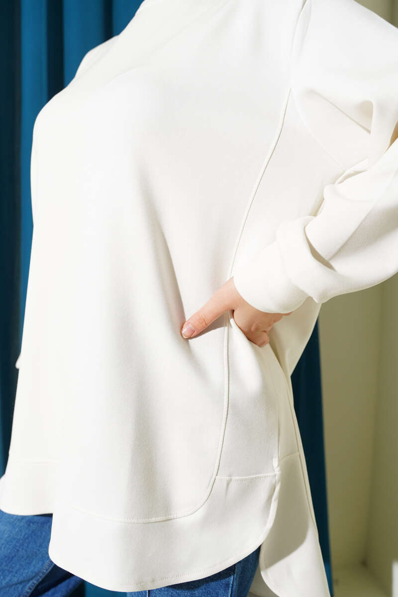 Oversized Curved-Hem Jersey Tunic - Ecru
