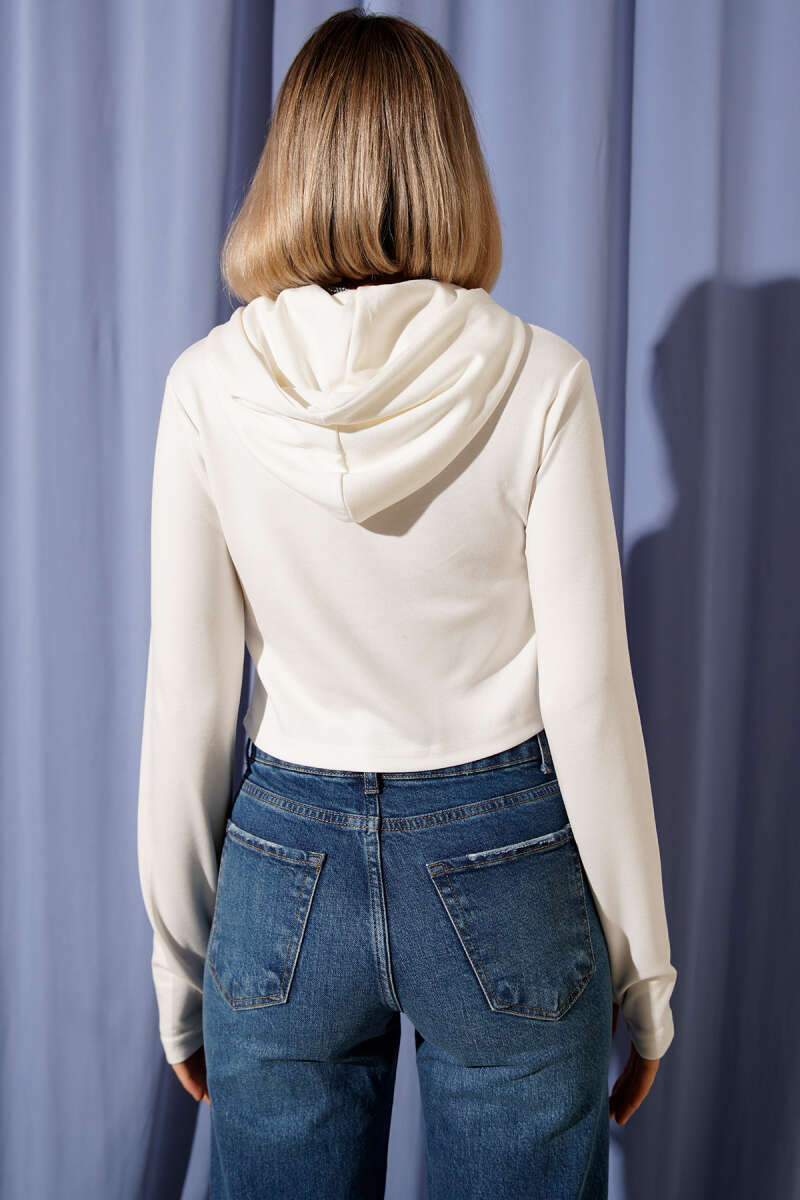 Loycha Crop Cardigan with Thumbholes - Ecru