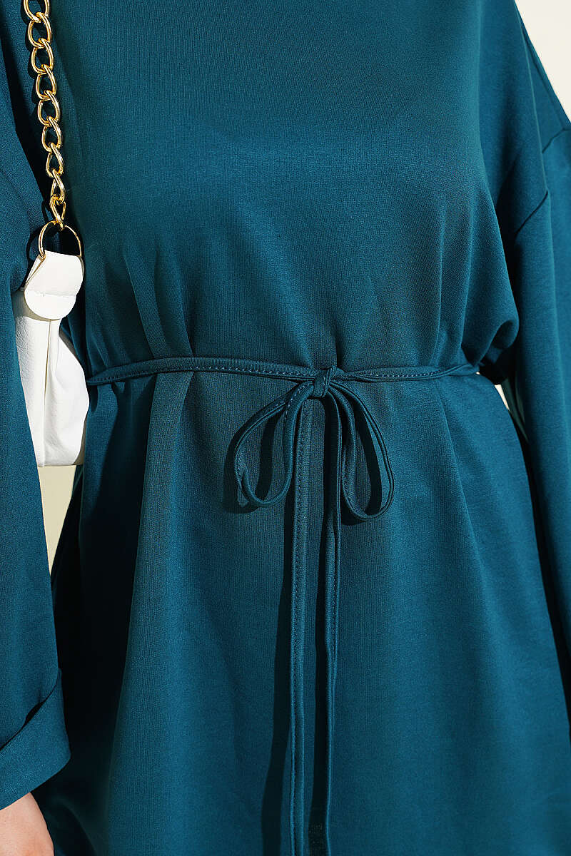 Belted Loycha Tunic with Side Slits - Teal