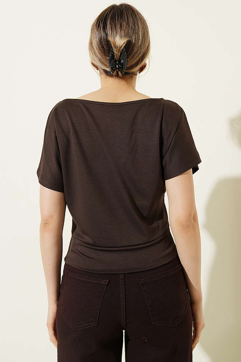 Loycha Batwing Blouse - Brown