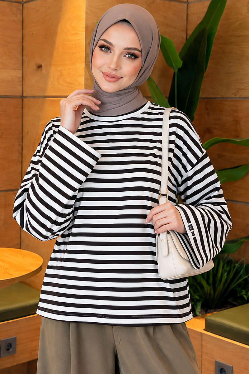 Striped Jersey Tunic - White