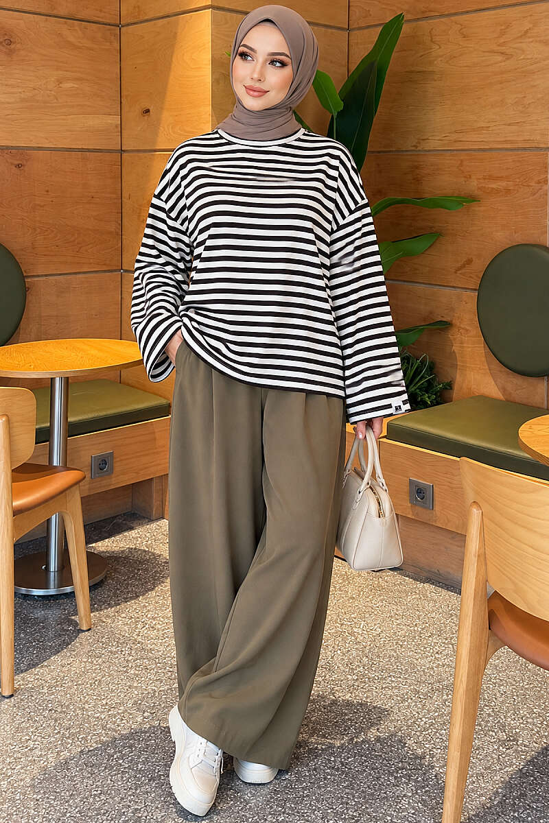 Striped Jersey Tunic - White