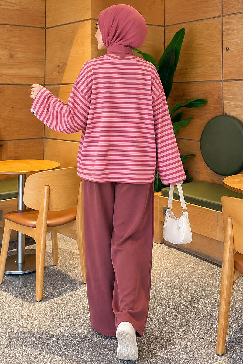 Striped Jersey Tunic - Dusty Rose