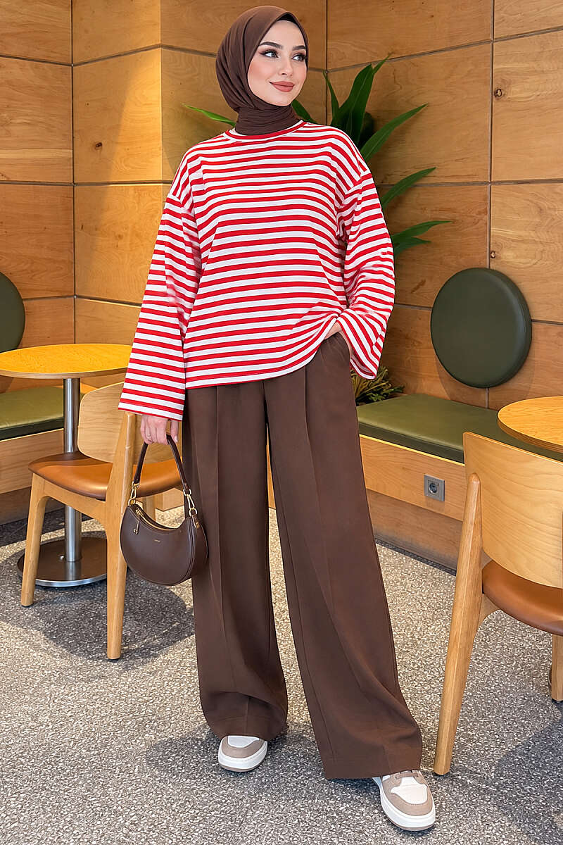 Striped Jersey Tunic - Red