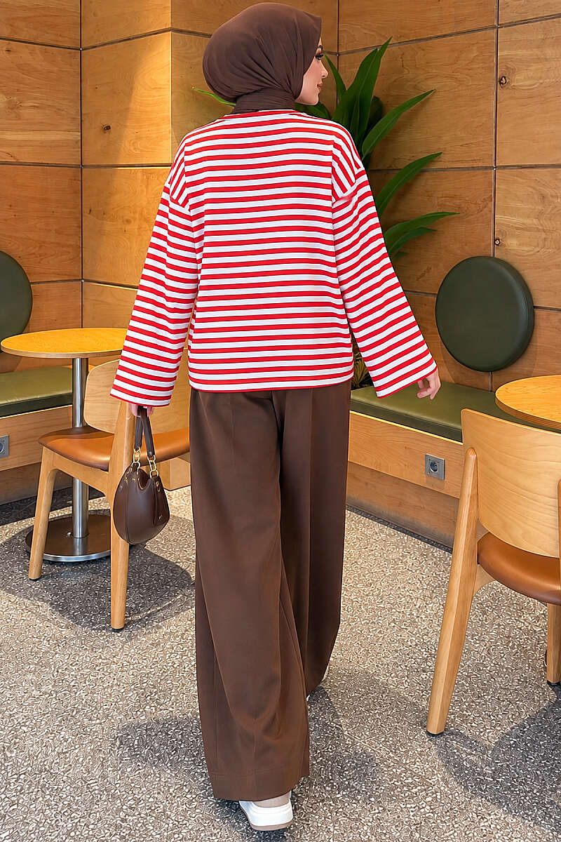 Striped Jersey Tunic - Red