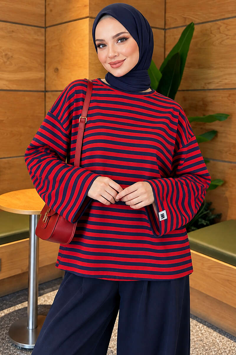 Striped Jersey Tunic - Navy