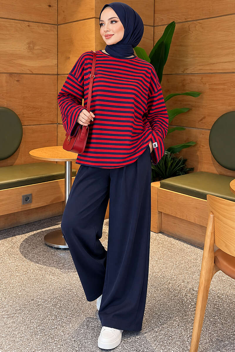 Striped Jersey Tunic - Navy
