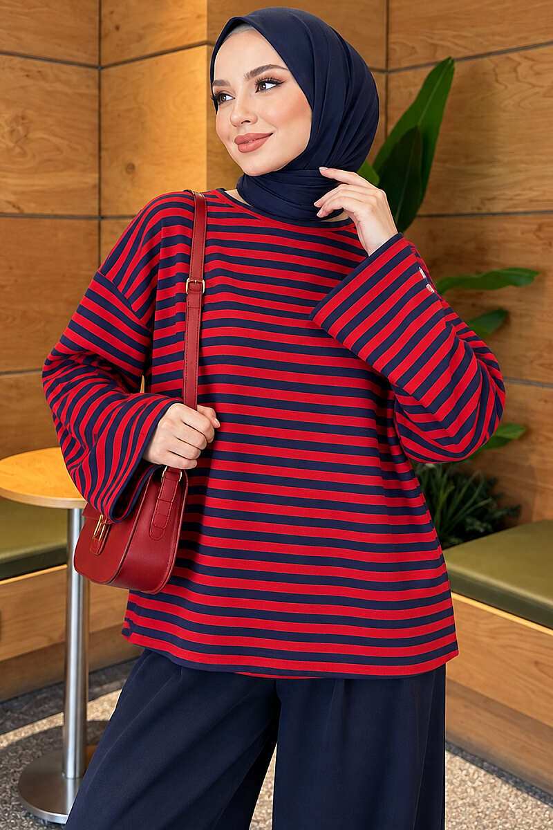 Striped Jersey Tunic - Navy