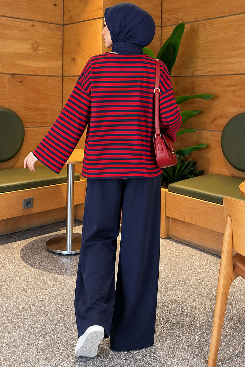 Striped Jersey Tunic - Navy