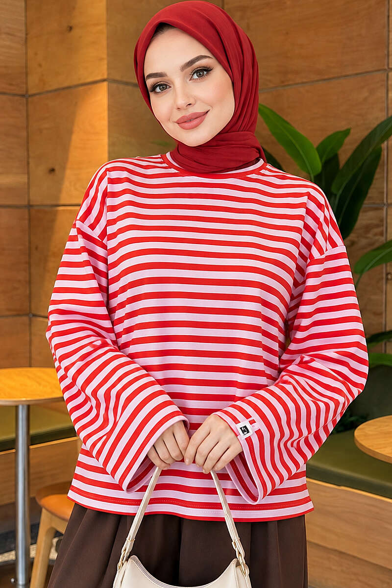 Striped Jersey Tunic - Pink