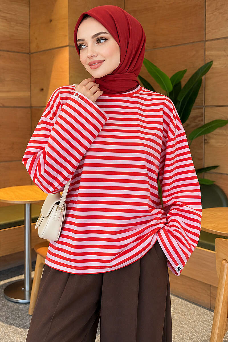 Striped Jersey Tunic - Pink
