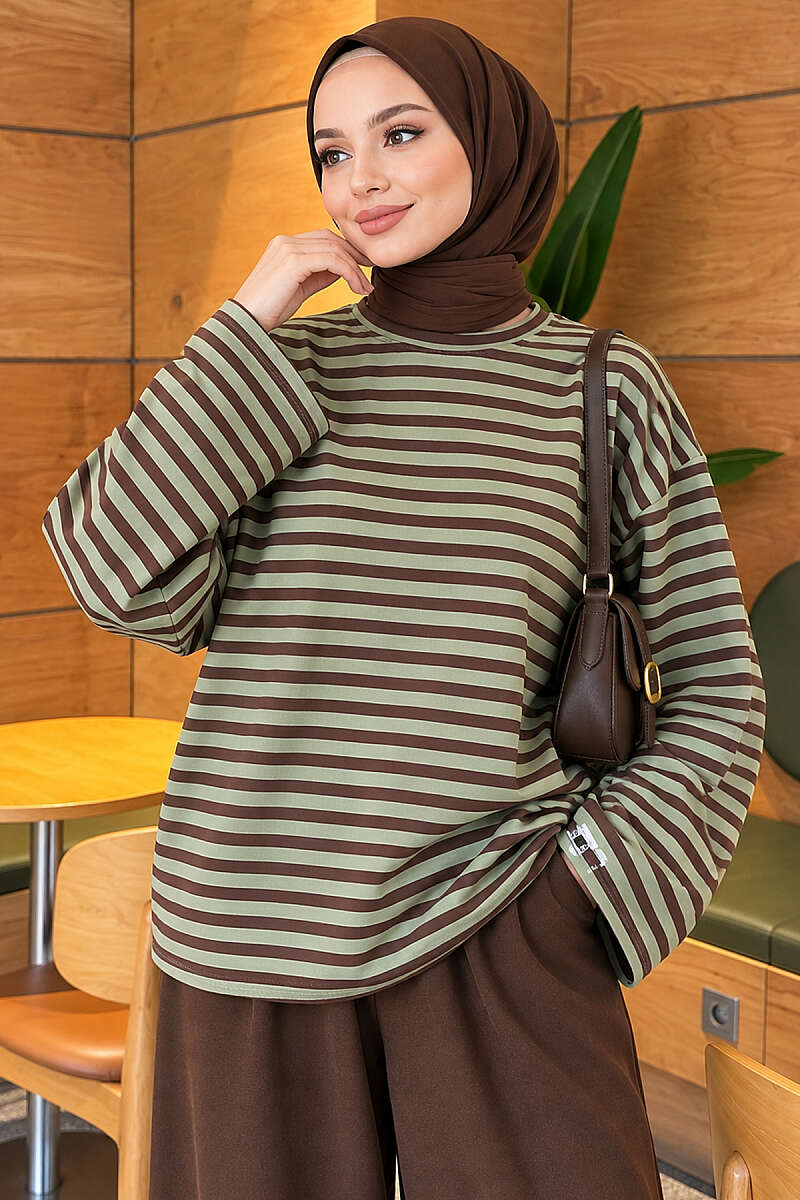 Striped Jersey Tunic - Green