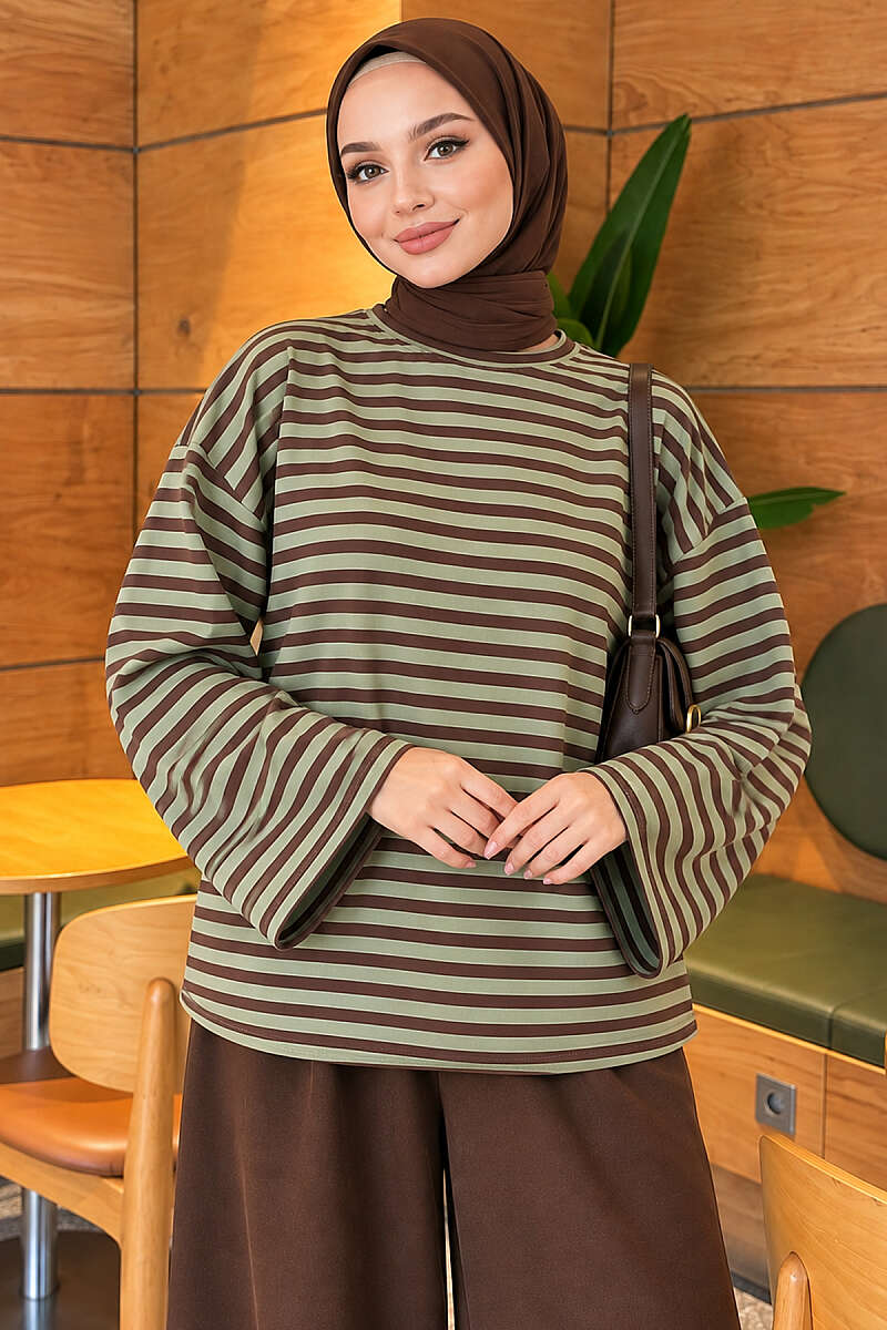 Striped Jersey Tunic - Green