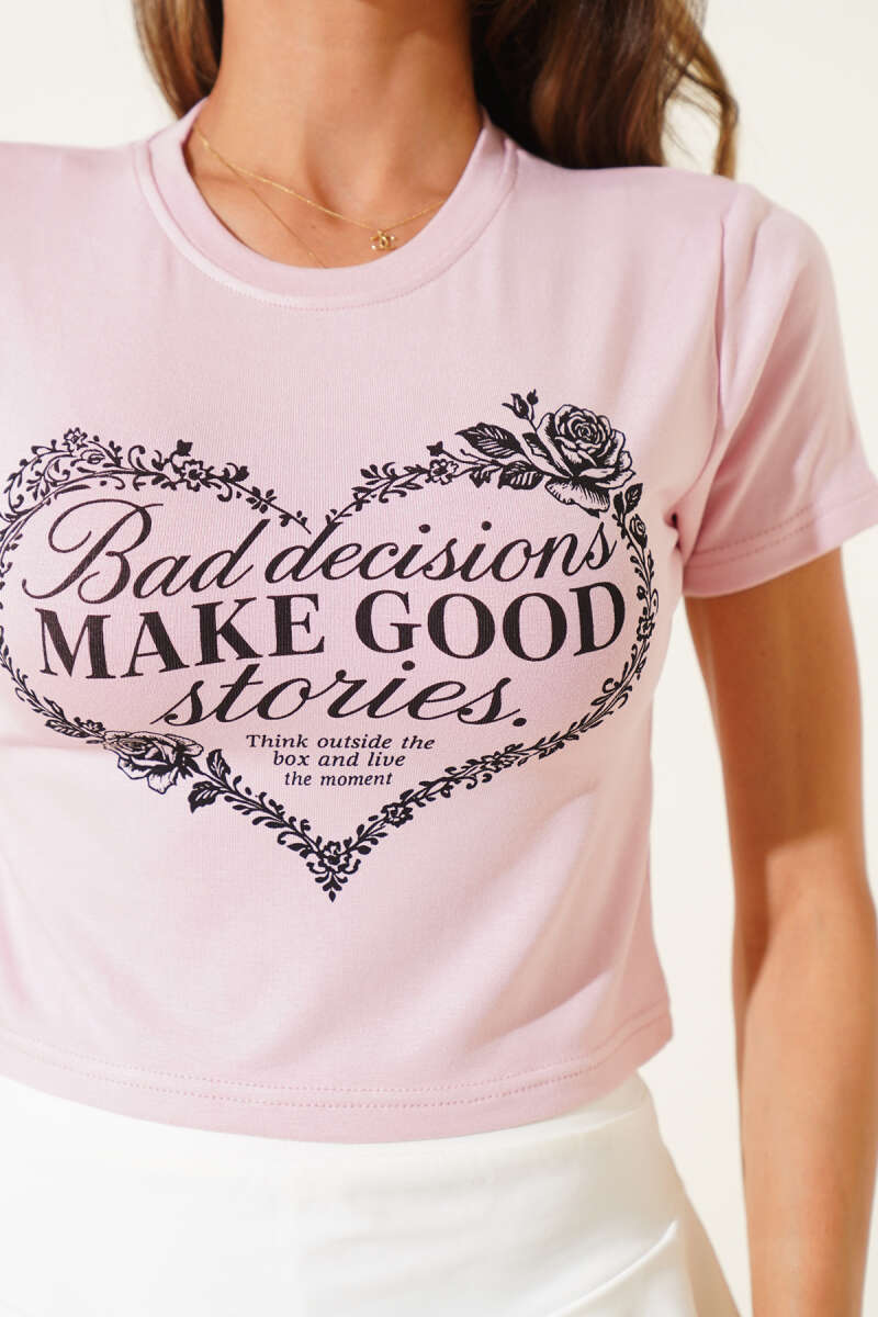 "Make Good" Print Crop Top - Powder