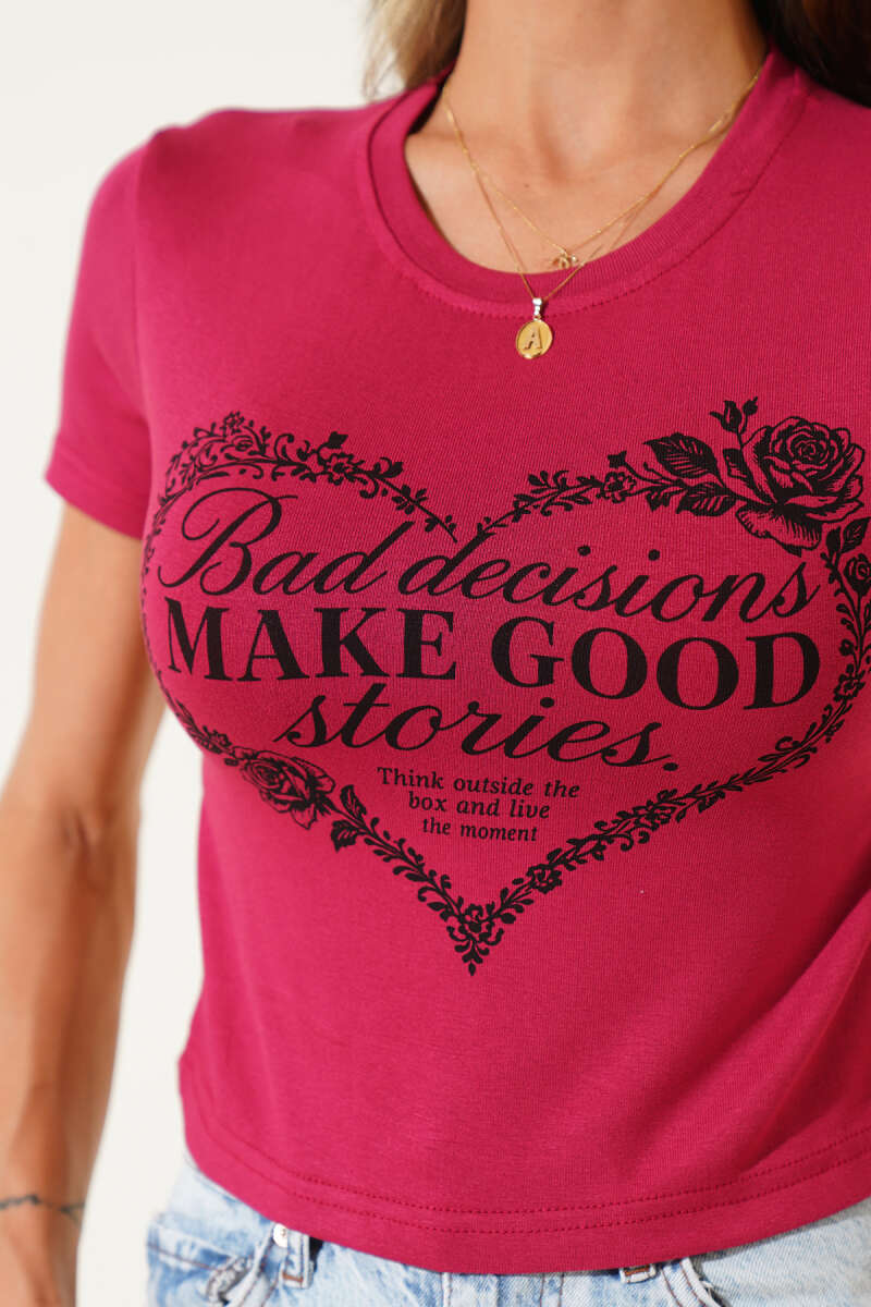 "Make Good" Print Crop Top - Cherry