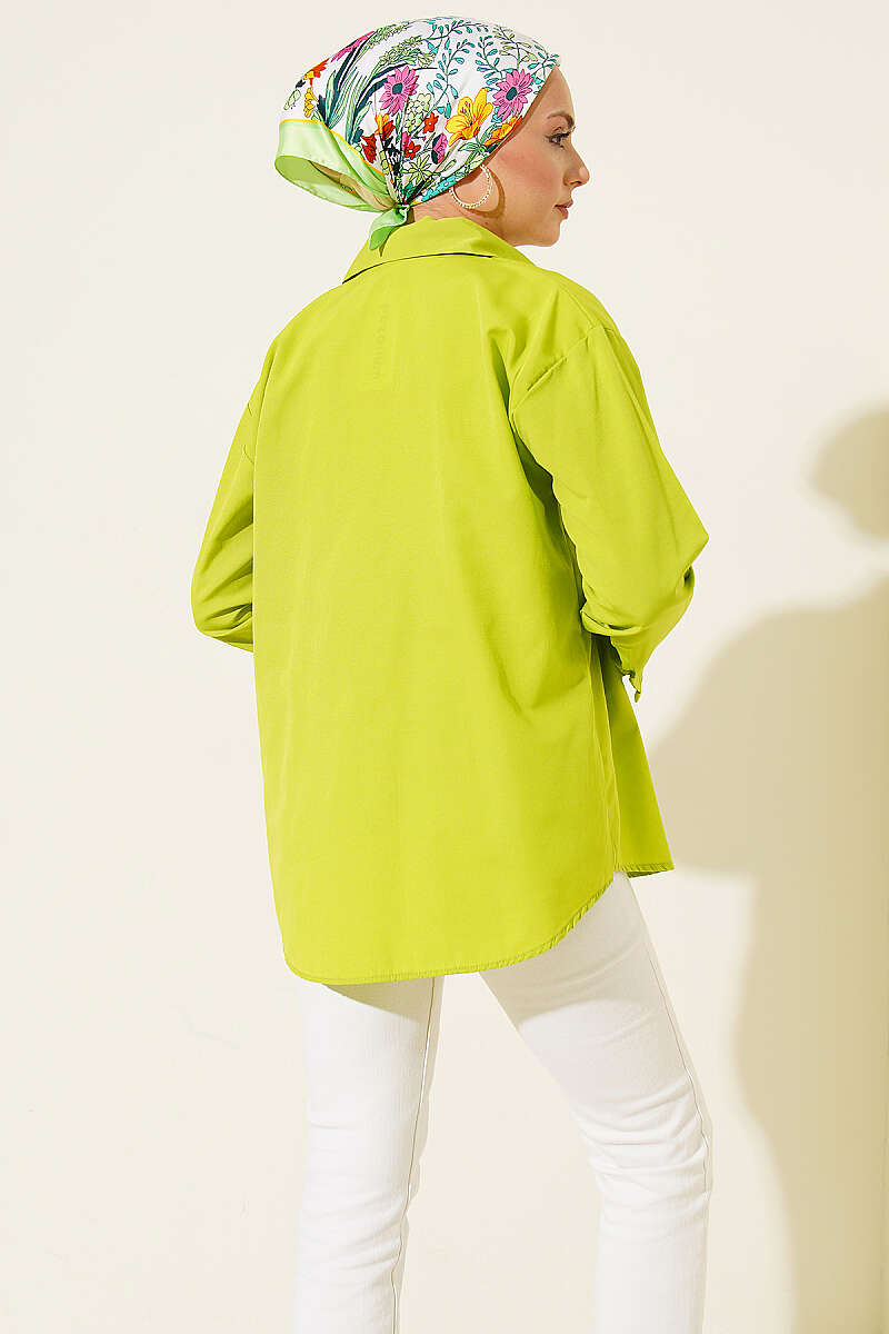 Basic Shirt with Buttoned Cuffs - Pistachio