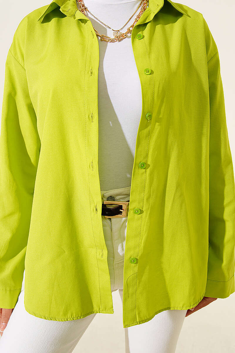 Basic Shirt with Buttoned Cuffs - Pistachio