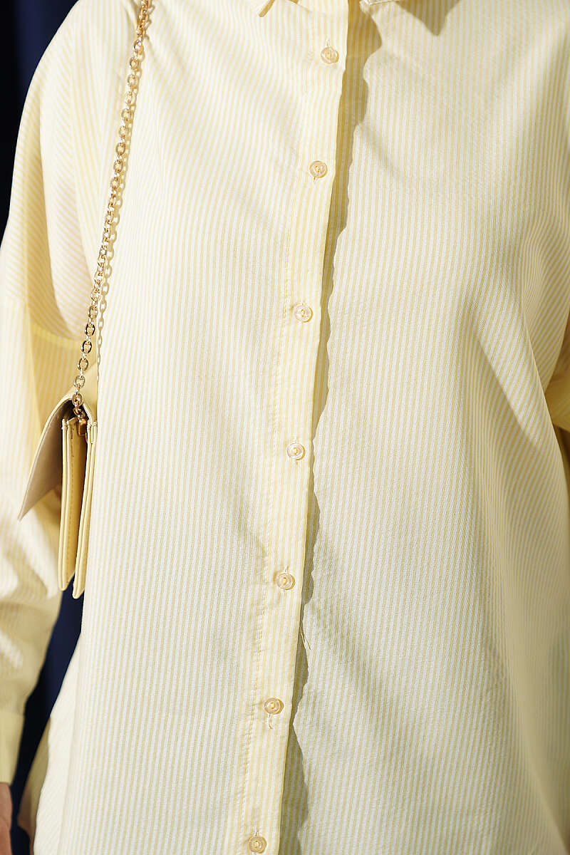 Striped Shirt with Buttoned Cuffs - Yellow