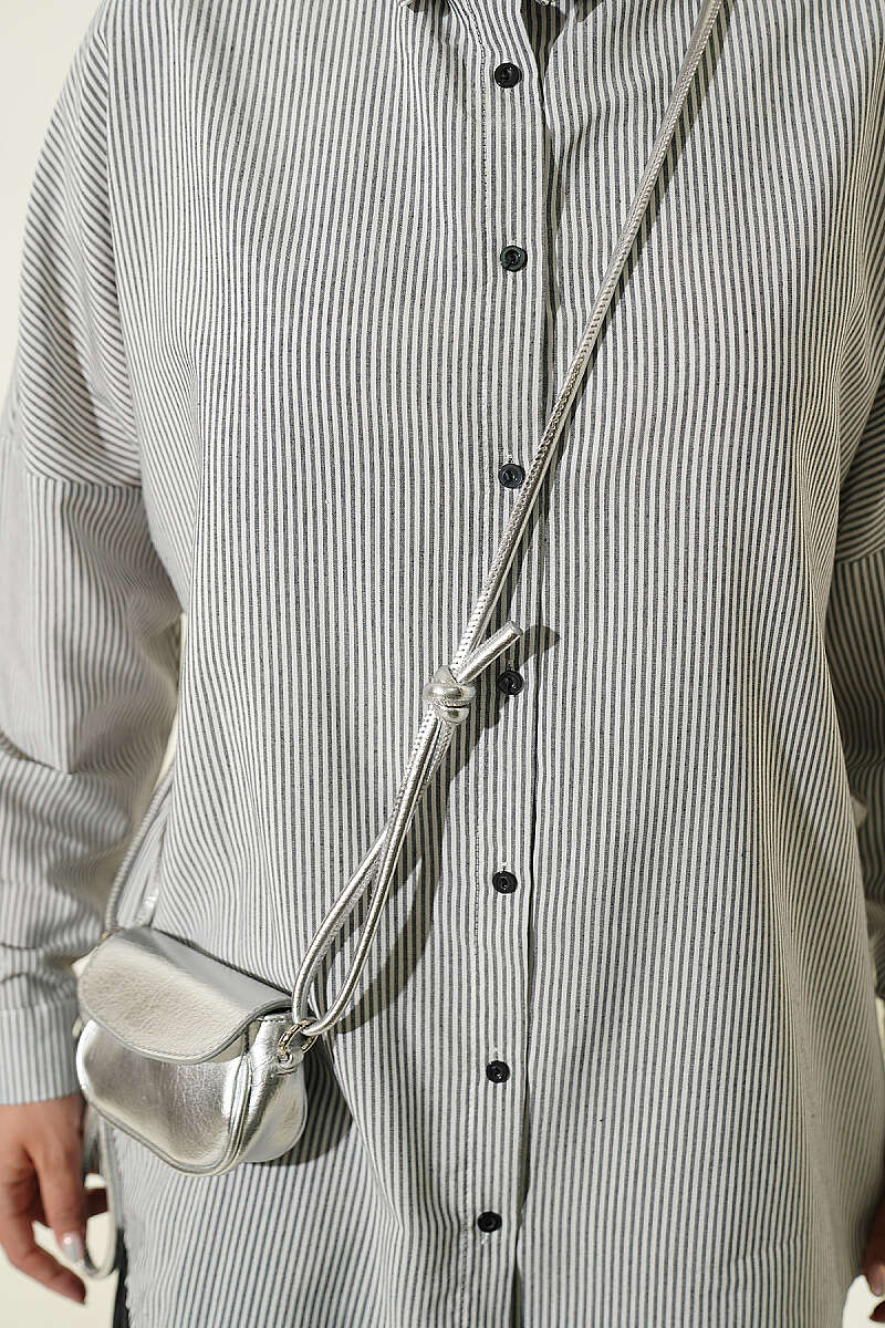 Striped Shirt with Buttoned Cuffs - Black