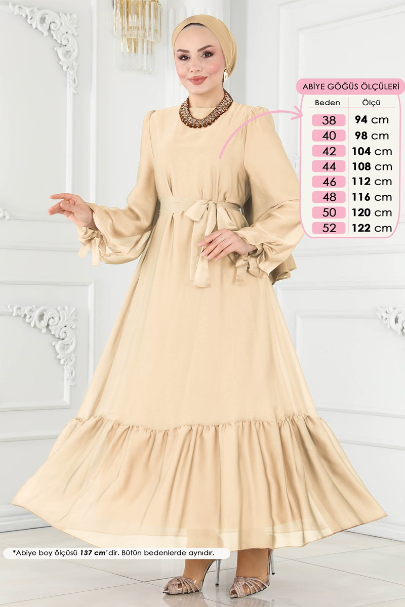 Shot-Fabric Evening Dress with Tie Cuffs - Gold