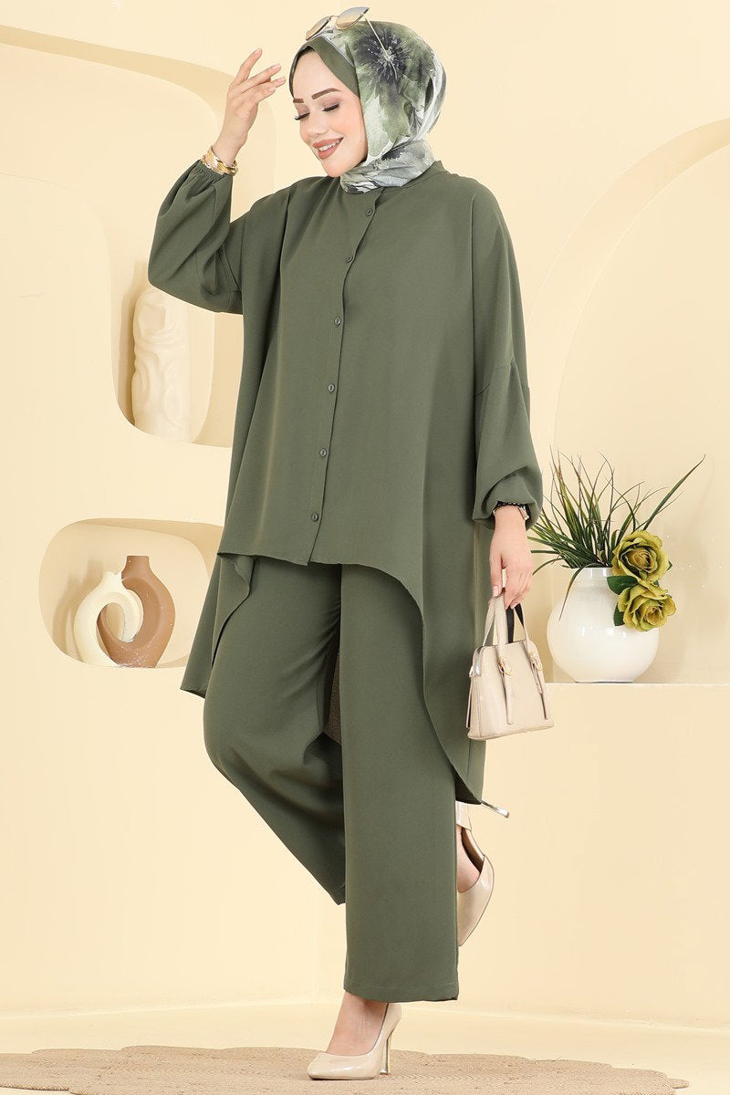 Aerobin Two-Piece Set with Elastic Cuffs - Khaki